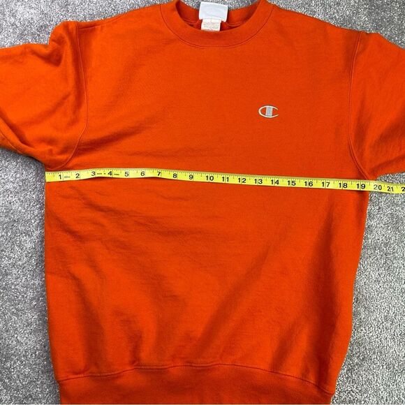 Champion Sweatshirt Men's Small Orange Crewneck Pullover Long Sleeve Logo - Picture 8 of 12